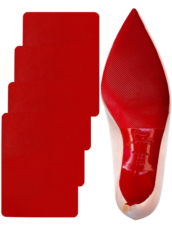 Red Bottom Shoe Protector Compatible with Christian Louboutin Shoes,Self-Adhesive Sole Guard to Protect & Restore Shoe Bottoms, Anti-Slip Replacement for High Heels (6x4.5", Red 4Pcs)