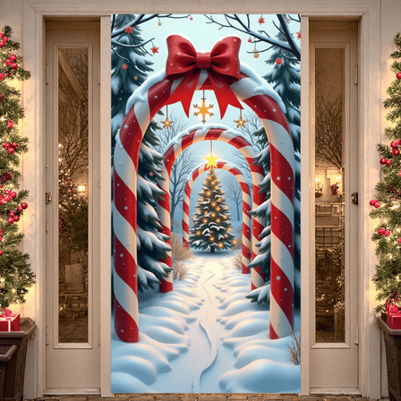 Red Bow Christmas Archway Holiday Decor Candy Cane for Winter Wonderland Outdoor Celebration Family Gathering