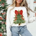 thumbnail image 1 of Red Bow Christmas Tree Sweatshirt | Festive Holiday Lights Graphic Pullover, 1 of 4