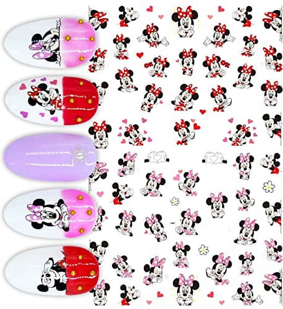 Red Bow Cute Minnie Mouse Mickey Mouse Love Nail Decals Sticker Salon Quality Nail Art Flower - Heart Yellow