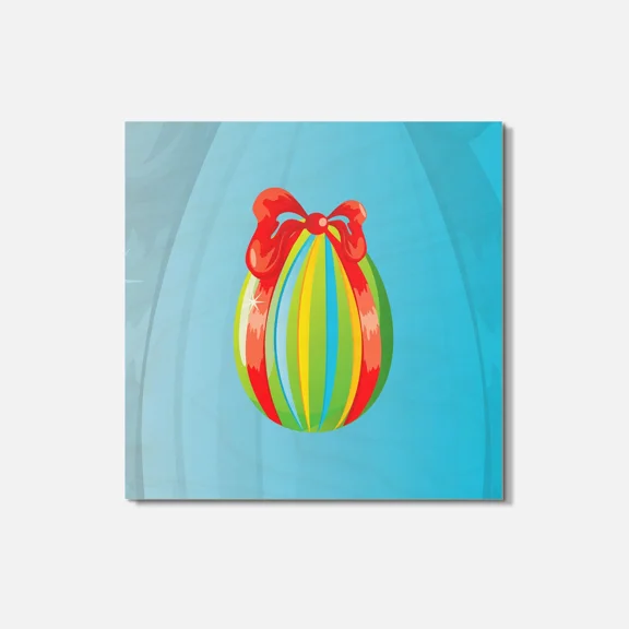 Red Bow Easter Egg 4'' X 4'' Square Wooden Coaster