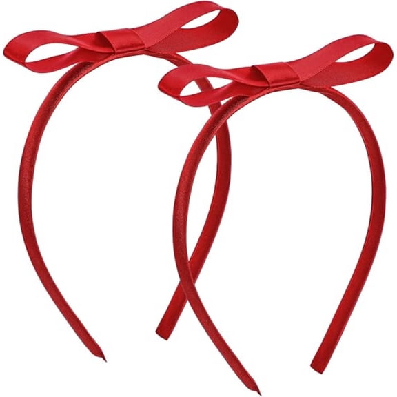 Red Bow Headbands Thin for Halloween, Role-Playing Decoration 2 Pcs