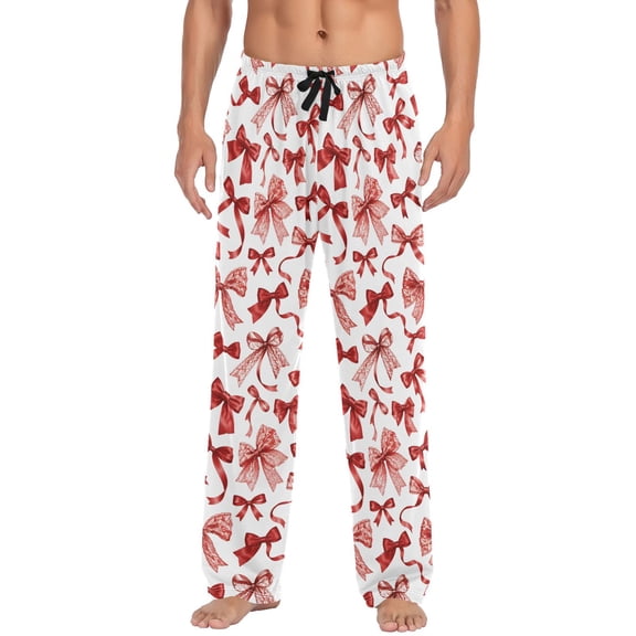 Red Bow Men's Pajama Pants Lightweight Pjs Bottoms Sleepwear Bottom Pants with Pocket Drawstring