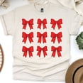 thumbnail image 1 of Red Bow Shirt | Cute Bow Pattern Graphic Tee | Unisex Casual T-Shirt, Natural, Size 3XL, 1 of 6