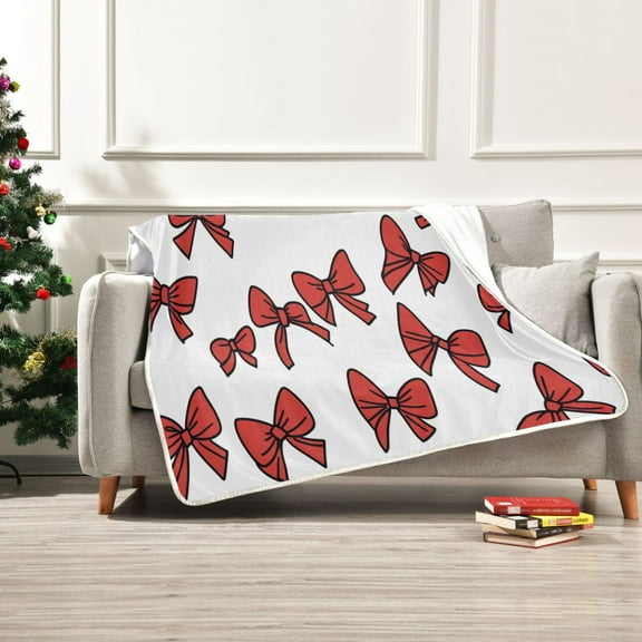 Red Bow Tie Blanket Bed Throws Soft Cozy Blankets Throw Blanket for Couch for Home Decor