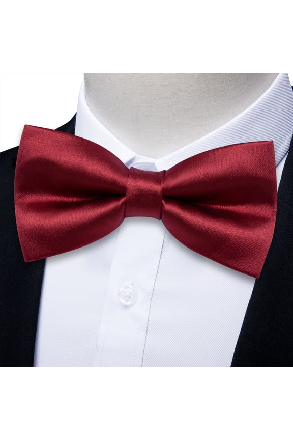 Red Bow Ties for Men Pretied Bowties Dark Red Solid Color Satin Bow Tie Formal Business Tuxedo Adjustable Bowtie Wedding Party Wine Red