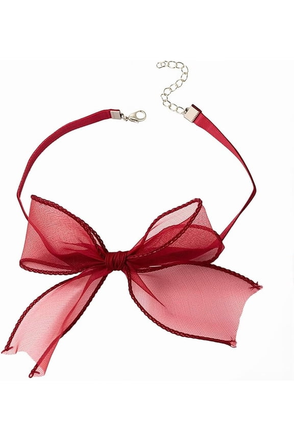 Red Bowknot Collar Choker Necklace Soft Velvet Suede Fabric Sexy Retro Elegant Vintage Handmade Tie Cravat Jewelry Ball Necklace Romantic Gifts