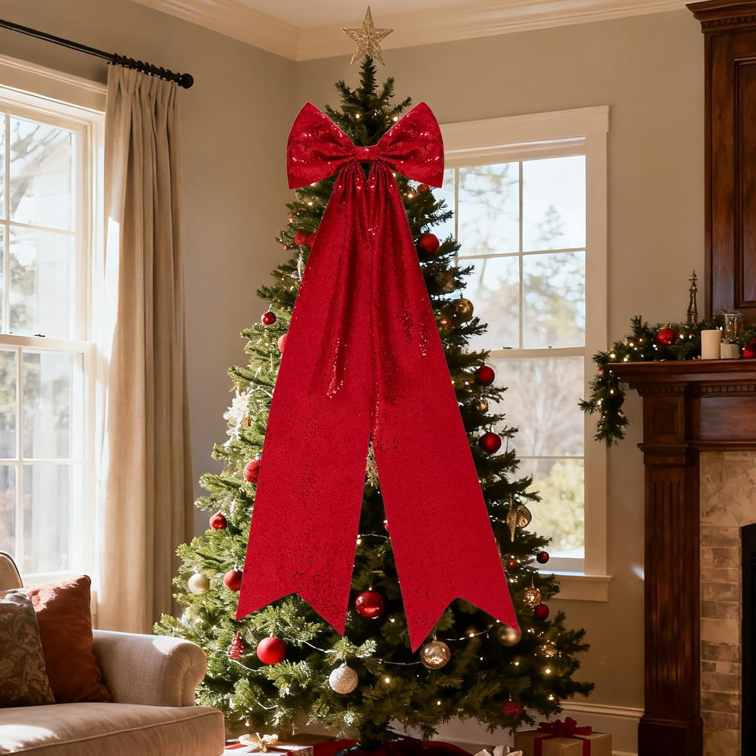 Red Bows for Christmas Tree 46x15 Inch Extra Large Christmas Tree ...