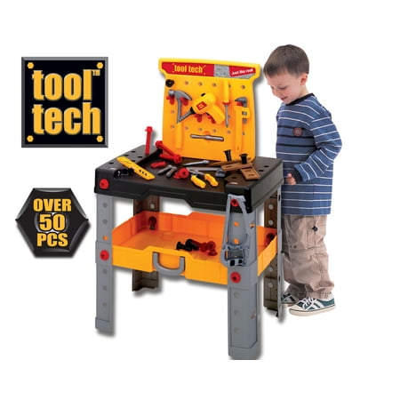 Red Box Tool Tech Take Along Work Bench Set with 50+ Pieces, Folds up, Children 3+ Years