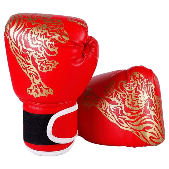 Red Boxing Gloves – Wear-Resistant Synthetic Leather, High-Density Impact Padding, Ergonomic Curve with Adjustable Strap for Training Sparring Bag Work