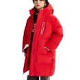 thumbnail image 1 of Red Boy Girl Children Boy Girl Thermal Thick Puffer Hooded Plain Long Parkas Jackets Hoodies Outerwear for Kid Collared Neck Fall Winter Outfits 2025 Clothing Trendy 12-13 Years, 1 of 8