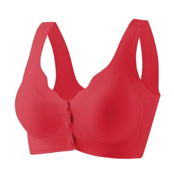 Red Bras for Women No Underwire Women's Fashionable and Casual Non Wired Front Buckle Vest Style Bra