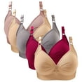 thumbnail image 1 of Red Bras for Women Sexy Lace Back Button Shaping Cup Adjustable Shoulder Strap Large Size Bra, 1 of 4
