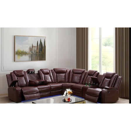 Red Breathing Leather 3-Piece Living Room Recliner Sofa Set