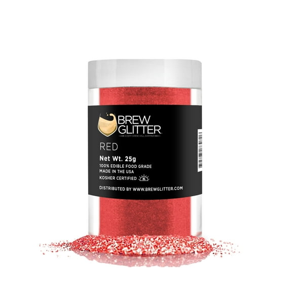 Brew Glitter - Red Edible Drink Glitter - Bold Sparkle, Beverage-Safe, 25g
