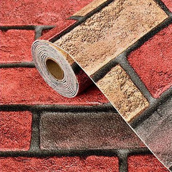 Red Brick Pattern Wallpaper - Fireproof, Thermal Insulating, Soundproof, Waterproof Wall Decor with Warm Design - for Living Room, Bedroom, Kitchen, Office, Rental Spaces