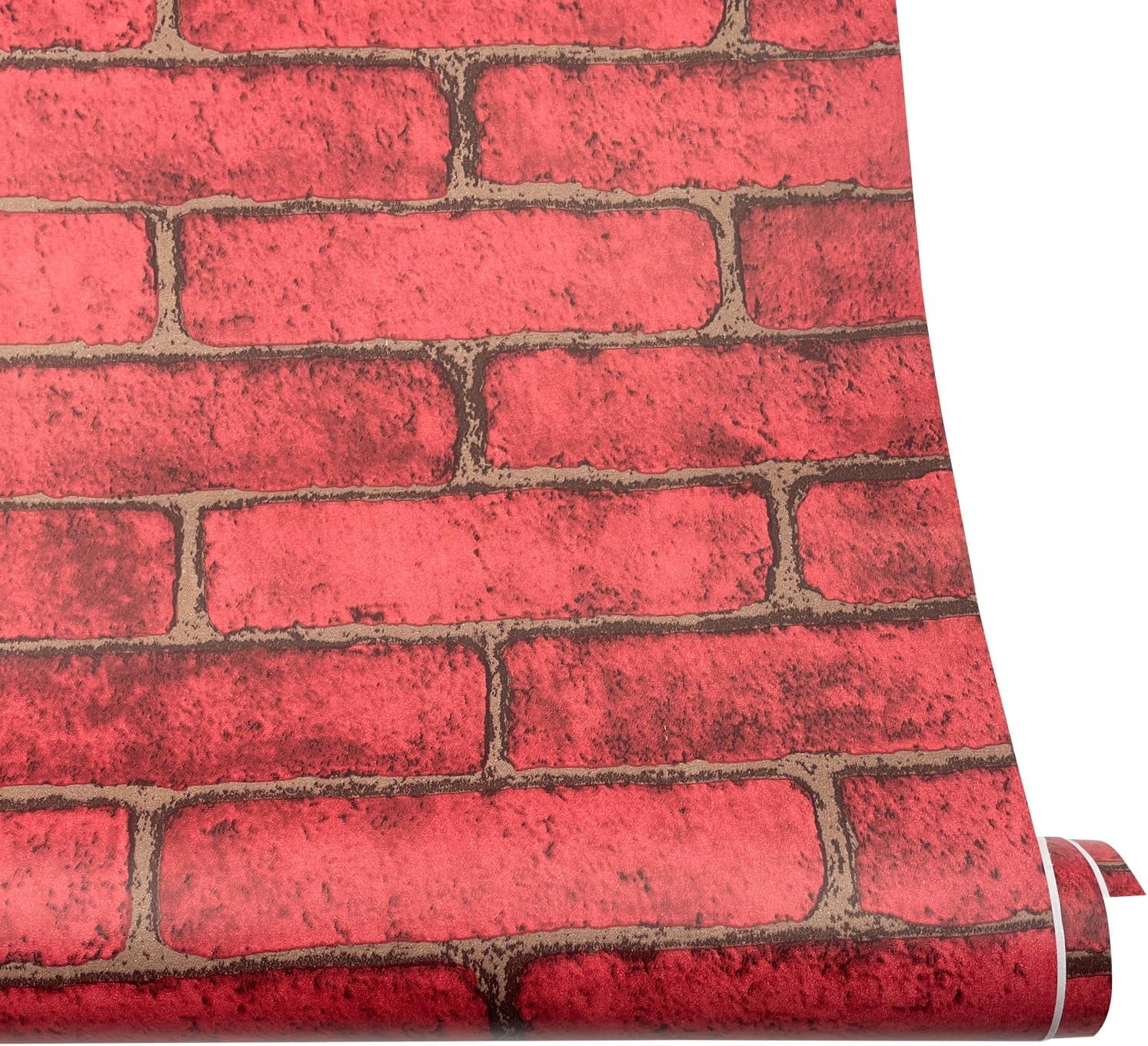 Red Brick Self Adhesive Shelf Drawer Liner Door Sticker Easy to