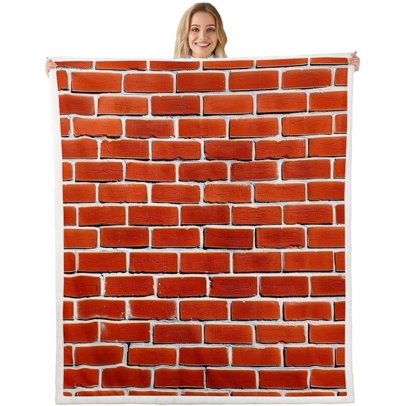 Red Brick Throw Blanket Brick Texture Soft Fleece Sherpa Cozy Fuzzy Plush Warm Geometric Fuzzy Plush Throw Luxury for Bed Couch Living Room 30" x 40"