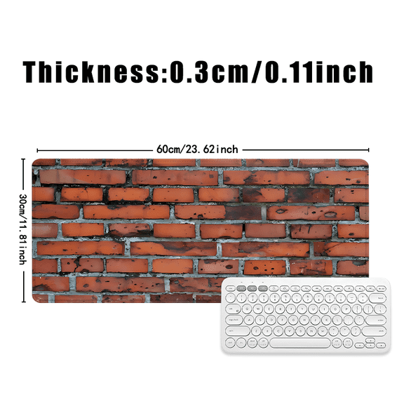 Red Brick Wall Design Mouse Pad 31.5 x 11.82 inches Rubber Desk Mat for Office Home Gaming