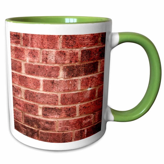 3drose, Red Brick Wall - Grunge Brown Brick Texture Photography - Urban City Architecture - Builder Gifts, 11oz Two-tone Green Mug