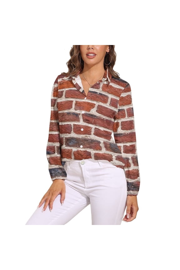 Red Brick Wall Long Sleeve Blouse Woman Streetwear Casual Shirts Summer Oversize Woman Streetwear Clothing Birthday Present