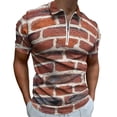 thumbnail image 1 of Red Brick Wall Men Zipper T-shirt Summer Casual Short Sleeve T-shirt Top, 1 of 7