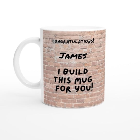 Red Brick Wall Mug Pernalized Congratulations Gift.