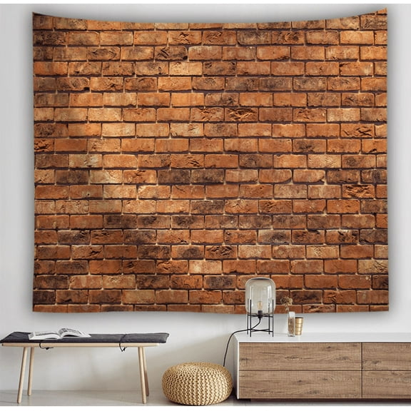 Red Brick Wall Print Fabric Tapestry Decorative Wall Art Tablecloth Bedspread Picnic Blanket Beach Throw Blanket Multifunctional for Bedroom Hall Dormitory Living Room Hanging 150cm x 130cm