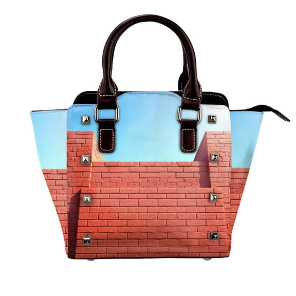 Red Brick Wall Rivet Fashion One-Shoulder Women's Handbag Tote Bag