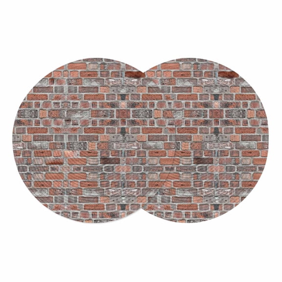 Red Brick Wall Round 13 Inch Placemats Set of 2, Vintage Farmhouse Stone Rocks Geometric Print HeatResistant Non Slip Place Mats for Dining Table, Wipeable Braided Kitchen Table Mats for Housewarming