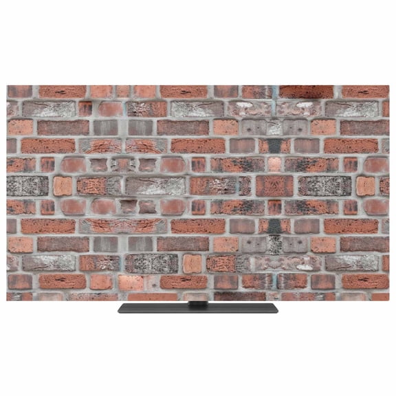 Red Brick Wall TV Dust Cover,Stretchable TV Screen Desktop Computer Protector Cover,Vintage Farmhouse Stone Rocks Geometric Print Television Dustproof Slipcover for 19–24 Inch Flat or Curved TVs