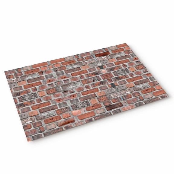 Red Bricks Door Mat Stone Wall Art Retro Abstract Vintage Non Slip Absorbent Entrance Mat Washable Low Profile Indoor Doormat for Front Door Entryway Entry 16"x24"