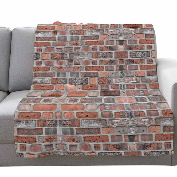 Red Bricks Fleece Throw Blanket Lightweight Stone Wall Art Retro Abstract Vintage Fuzzy Flannel Throws Super Soft Cozy Flannel Blanket for Couch, Sofa, Bed, Travel 50"x80"