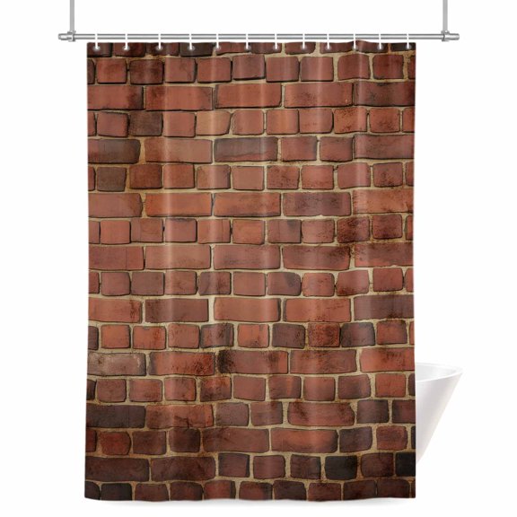 Red Bricks Shower Curtains for Bathroom, Retro Walls Villages Vintage Shabby Style Waterproof Fabric Shower Curtain for Bathroom Bathtub Decoration, Machine Washable 36"x72"