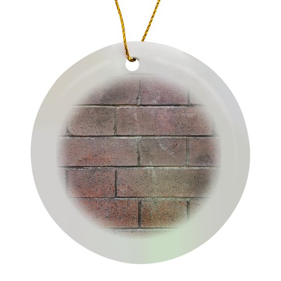 3drose, Red Bricks Wall with an Regular Pattern as a Background, Circle Porcelain Ornament