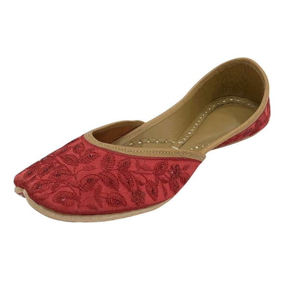 Red Bridal Wedding Shoes Punjabi Jutti For Women Designer Shoes Ballerina Flat Shoes US 9/ EURO 40