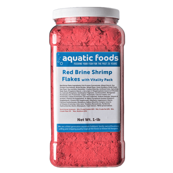 Red Brine Shrimp Color Enhancing Flakes with Vitamin Vitality Pack, Premium Zeigler Flakes1-lb Lg Jar