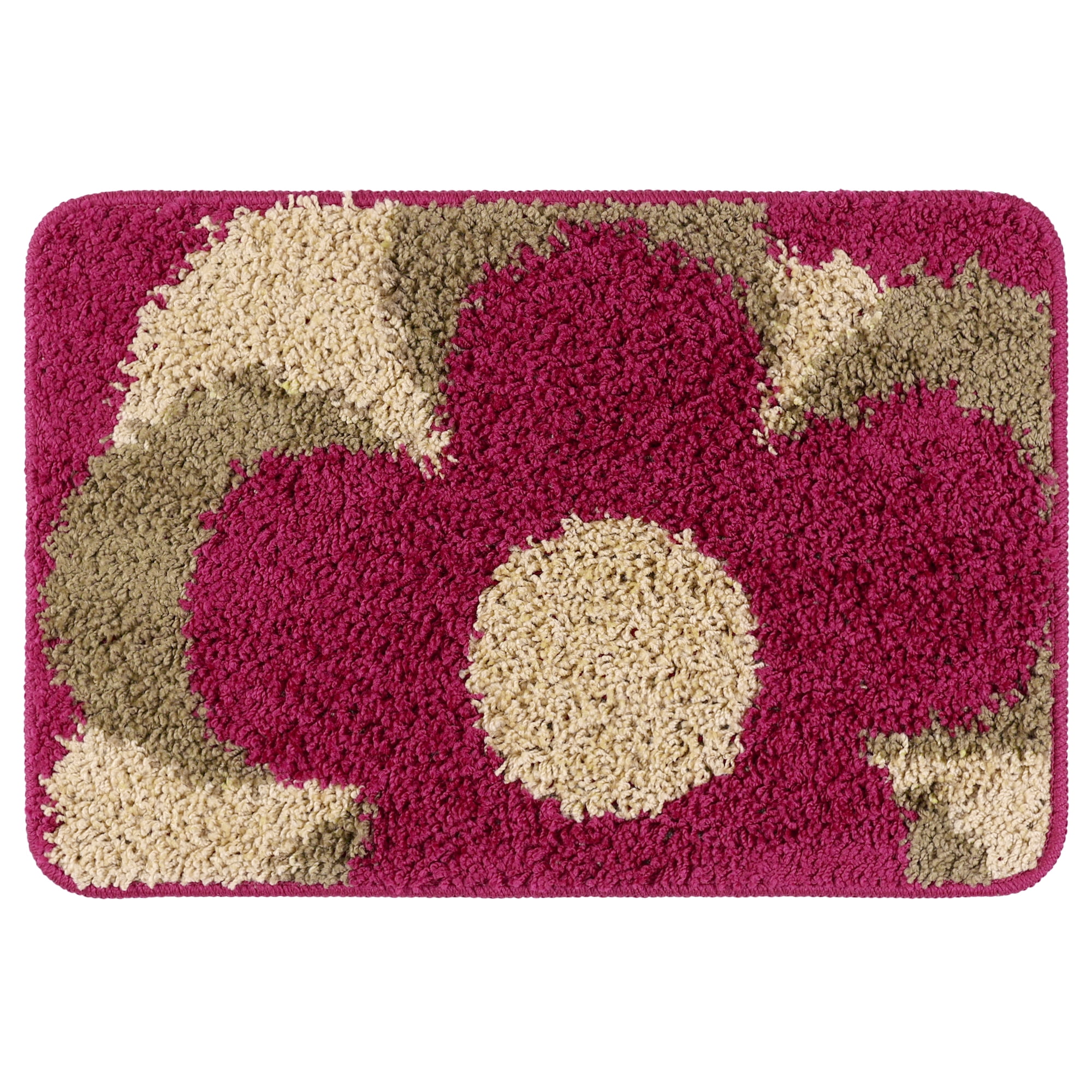 REGALWOVEN Floral Bath Mat Washable Bath Carpet for Bathroom Red Brown 20" x 32"