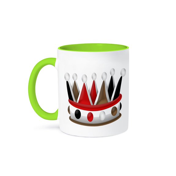 Red, Brown, Black, And White Royal Crown Illustration, 11oz Two-Tone Green Mug