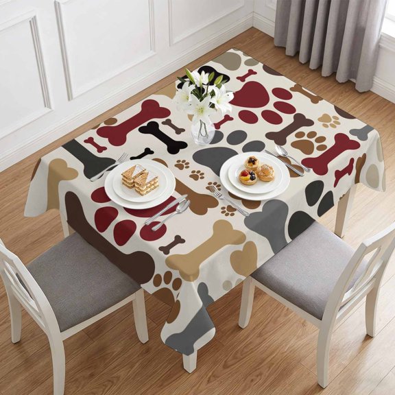 Red Brown Black Claws Table Cloth 60x84in, Waterproof Rectangle Tablecloth Wipeable Tablecloths Bone Footprints Table Covers for Dining Tables Party Indoor Outdoor
