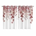 thumbnail image 1 of Red Brown Botanical Kitchen Curtains 63 Inch Length, Watercolor Spring Eucalyptus Leaves Grommet Top Bedroom Living Room Curtains, Light Filtering Cafe Curtain Drapes 2 Panels Set 104''x63'', 1 of 9