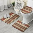thumbnail image 1 of Red and Brown Christmas Pattern Bathroom Rugs Sets 3 Piece,Toilet Cover Set,Absorbent Non Slip Bathroom Mats Sets with U-Shaped Contour Rug Toilet Rug Set, 1 of 5
