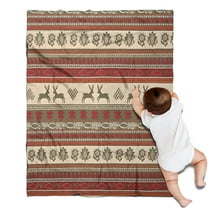 Red and Brown Christmas Pattern Blanket,Comfortable Soft Flannel Throw Blanket,All Season,Warm Lightweight Blankets for Sofa Bed Couch Living Room Chair,30"x40"