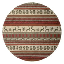 Red and Brown Christmas Pattern Round Blanket,Comfortable Soft Flannel Throw Blanket,All Season,Warm Lightweight Blankets for Sofa Bed Couch Living Room Chair 47"x47"