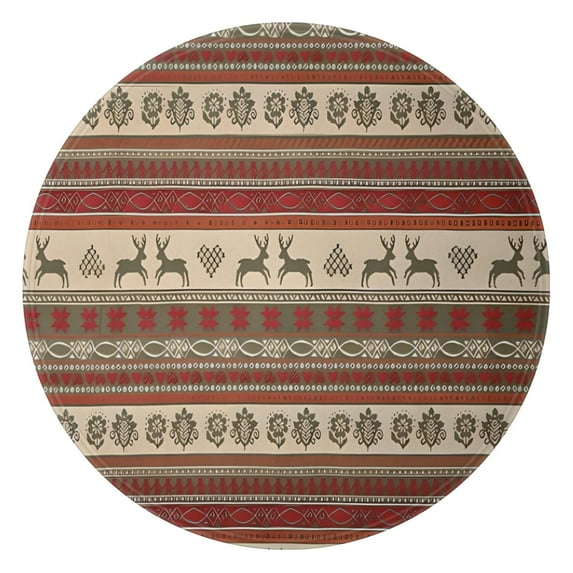 Red and Brown Christmas Pattern Round Blanket,Comfortable Soft Flannel Throw Blanket,All Season,Warm Lightweight Blankets for Sofa Bed Couch Living Room Chair 47"x47"