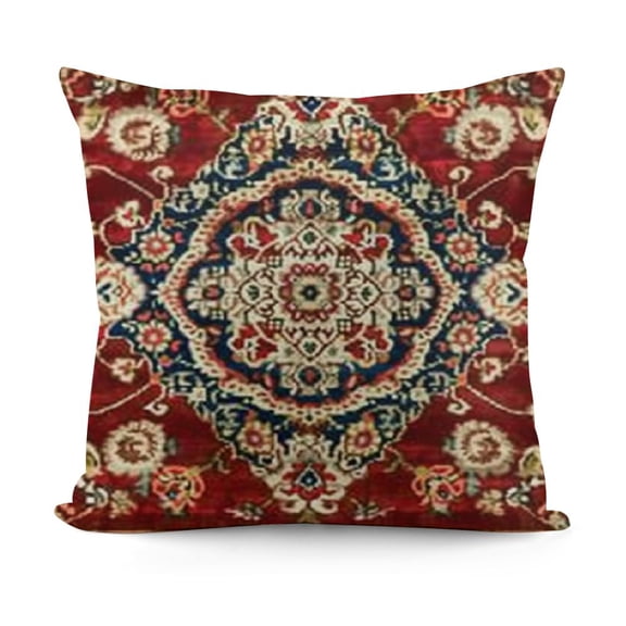 Red Brown Ethnic Design Outdoor Decorative Throw Pillows for Couch, Carpet Pattern Decor Cushion Cover Linen for Bed Car Safa