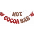 thumbnail image 1 of Red & Brown Glitter "Hot Cocoa Bar" Banner with Hot Cocoa Mugs, Winter / Christmas Party Supplies, 1 of 7