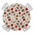 thumbnail image 1 of Red Brown Grey Christmas Round Tablecloth for 55-60 Inch Tables, Fitted Table Cover with Elastic Edge, Xmas Pine Cones Rustic Waterproof Outdoor Table Cloth Protector for Patio Garden Dinner Picnic, 1 of 9