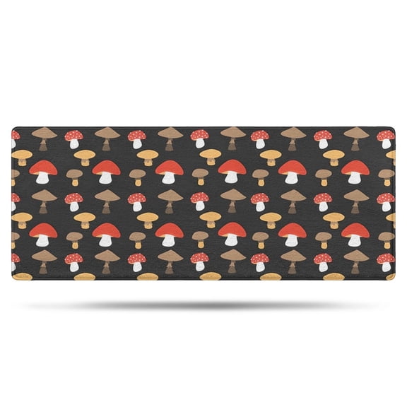 Red Brown Mushroom Black Pattern Bathroom Rugs Mat,Non Slip Microfiber Bathroom Rug,Rubber Backing,Soft Bathroom Mats for Bathroom Floor,Tub and Shower,60x24in(150x60cm)