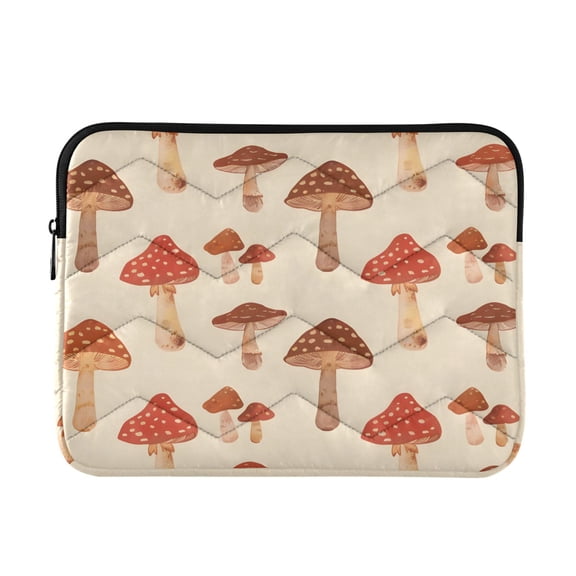 Red Brown Mushrooms Quilted Laptop Protective Cases Computer Sleeves Tablet Bags Briefcases M